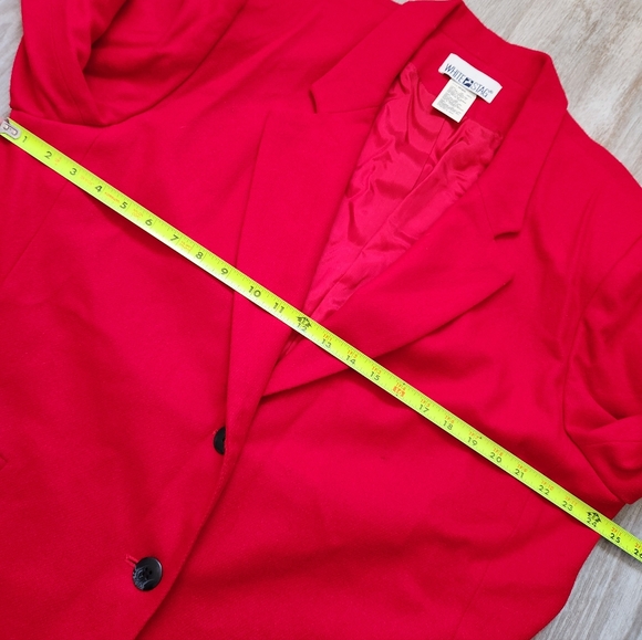 VTG White Stag 100% Wool Blazer Jacket Red Long Career Shoulder Pads Sz 18W - Picture 6 of 13